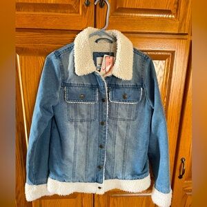 NWT Urban Republic Blue Denim Jacket with White Sherpa Lining